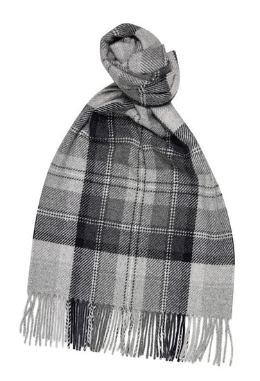 Joshua Ellis 100% Cashmere Scarf Grey x Black x White